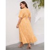 Clearlove Women's Spring and Summer Plus Size Floral V Neck Short Sleeve A Line Long Dress - 3 of 4