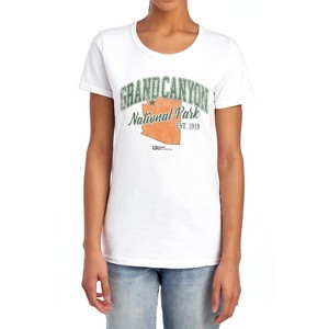 Grand Canyon National Park State Line Women's T-Shirt White - 1 of 4