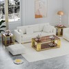 Stainless Steel Rectangle Coffee Table for Living Room 51.18" Modern Center Table with 8mm Gold Leg - 2 of 4