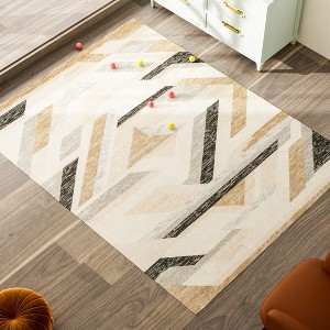 Maxax Geometric Machine Woven Polypropylene Area Rug in Black/Beige/Gray - 1 of 3