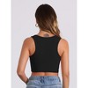 INSPIRE CHIC Women's Ribbed Square Neck Tapered Shoulder Sleeveless Workout Tank Tops - 2 of 4