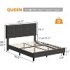 Queen Size Wood Bed Frame, Upholstered Platform Bed with Adjustable Headboard, Sturdy Wooden Slats, No Box Spring Needed, Grey - 2 of 4