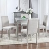 MAYEERTY 5-pc Wooden Dining Set - Square Table, 4 Upholstered Chairs & Crystal Deco, Silver Grey - Modern Home - 2 of 4