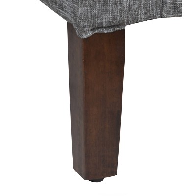 Gray Tweed Upholstered Storage Bench with Walnut Legs