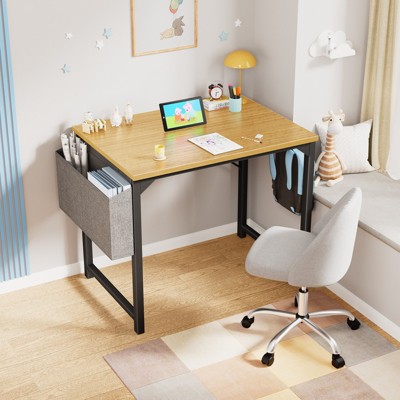 Sevobal Desks Game Computer Desk With Storage, Home Office Modern Simple Style Pc Table For Youth Student Adult, Beige, 32"*19.7"*29.8"