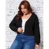 Clearlove Women's Plus Size Chunky Knit Open Front Sweater Long Sleeve Button Loose Short Cardigan Outerwear - 3 of 4