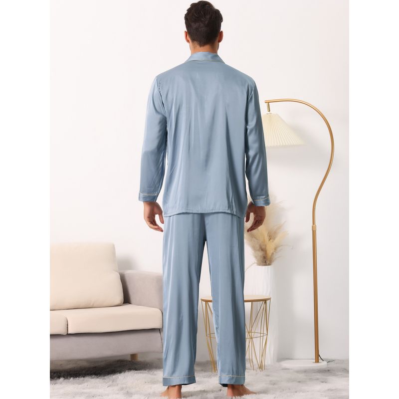 cheibear Men's Sleepwear Long Sleeve Button Down Shirt Pants Matching Couple Pajama Sets, 4 of 7