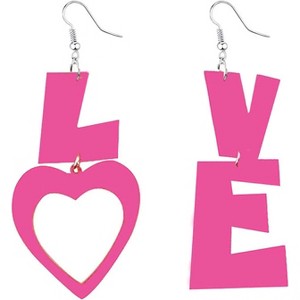 Sweetheart Message Earrings - Asymmetric Acrylic Heart Design with Customizable Letter Charm - 1 of 4