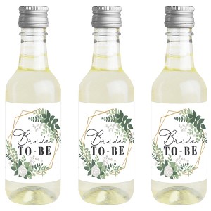 Big Dot of Happiness Boho Botanical Bride - Mini Wine & Champagne Bottle Label Stickers - Greenery Bridal Shower & Wedding Party Favor Gift for 16 Ct - 1 of 4