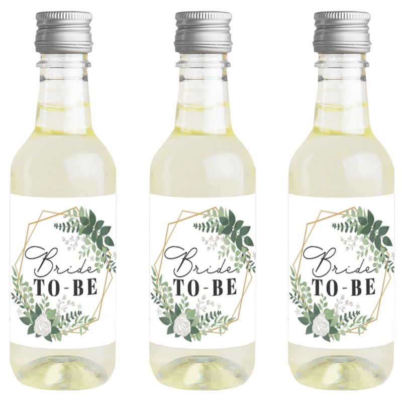 Big Dot of Happiness Boho Botanical Bride - Mini Wine & Champagne Bottle Label Stickers - Greenery Bridal Shower & Wedding Party Favor Gift for 16 Ct, 1 of 8