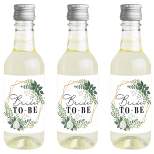 Big Dot of Happiness Boho Botanical Bride - Mini Wine & Champagne Bottle Label Stickers - Greenery Bridal Shower & Wedding Party Favor Gift for 16 Ct