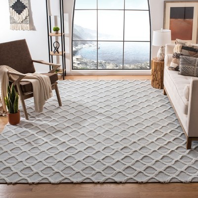 Handmade Beige and Ivory Geometric Wool Area Rug 3' x 5'
