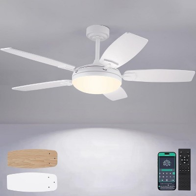 Kviflon 52 Inch Modern Downrod Ceilng Fan Light, Reversible DC Motor,3CCT Dimmiable LED,for Living Room Patio Kitchen
