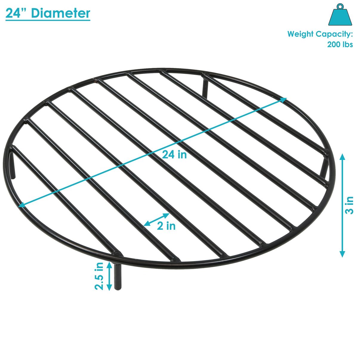 Sunnydaze Outdoor Heavy-Duty Steel with High-Temperature Finish Round Fire Pit Firewood Log Grate - Black - thumbnail 9