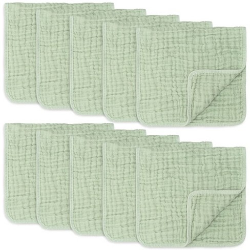 Muslin Burp Cloths Large 100% Cotton By Comfy Cubs (sage, Pack Of 10 ...