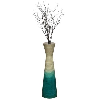 Uniquewise 27" Contemporary Bamboo Floor Flower Vase Hourglass Design for Dining, Living Room, Entryway Decoration Fill It with Dried Branches or Flowers