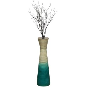 Uniquewise 27" Contemporary Bamboo Floor Flower Vase Hourglass Design for Dining, Living Room, Entryway Decoration - 1 of 4