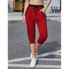 Coolmee Women's Pants Cropped Joggers with Pockets Elastic Waist Drawstring Sweatpants - 4 of 4