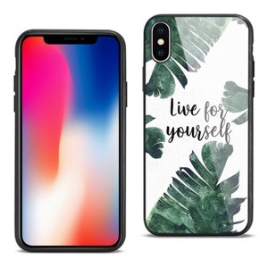 Reiko iPhone X Hard Glass Design TPU Case with Leaves Design in Clear - 1 of 4
