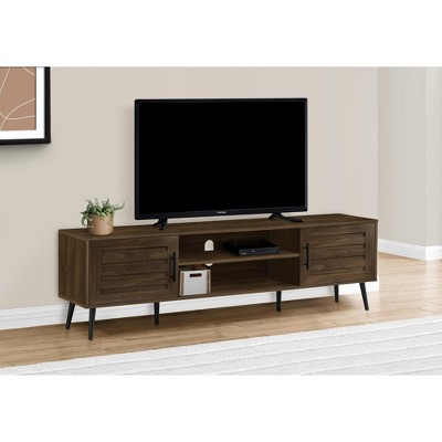 Monarch Specialties Tv Stand 72 Inch Console Media Entertainment Center Storage Cabinet Brown Laminate Black Wood Legs Transitional