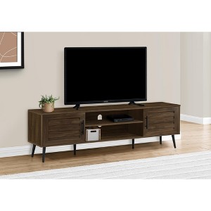 Monarch Specialties Tv Stand 72 Inch Console Media Entertainment Center Storage Cabinet Brown Laminate Black Wood Legs Transitional - 1 of 4