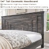 SinCiDo Queen Size Farmhouse Bed Frame, 54" Tall Geometric Headboard & 2 Storage Drawers ,Solid Wood Platform w/Reinforced Slats - 4 of 4