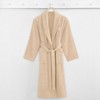 Linum Home Textiles 100% Turkish Cotton Unisex Personalized Terry Bathrobe Beige in White Script Font - 2 of 3