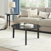 36 Inch Round Coffee Table, Modern And Stylish Small Coffee Table, Imitation Marble Tabletop With Wood Legs - 4 of 4