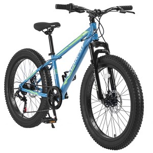 VASIP 24 Inch Fat Tire Mountain Bike - Shimano 7-Speed, Dual Disc Brakes, Front Suspension - for Adults & Youth, Trail/Commuter Bicycle - 1 of 4