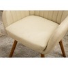 Velvet Contemporary Barrel-Back Accent Chair with Deep Tuck-Pleating and Beech Wood Legs - 2 of 4