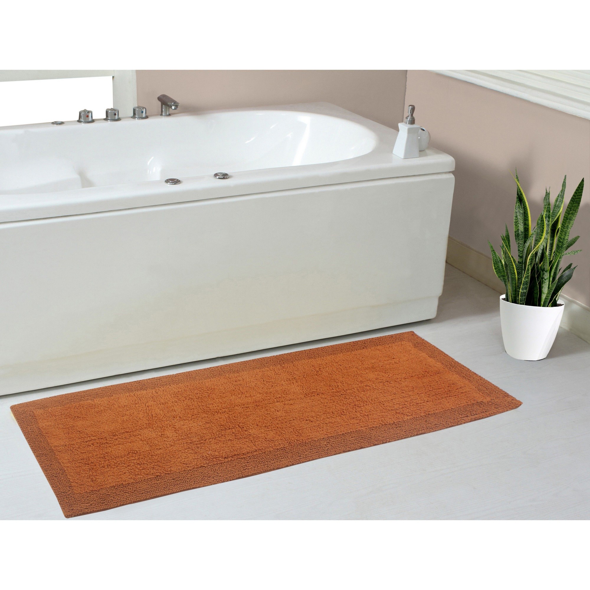Luxury Collection Reversible Bathroom Rugs, Washable Rug, Extra Soft and Absorbent bath Rug, Kitchen Mat, Non-Slip Bath Mat, 21x54 Runner, Terracotta