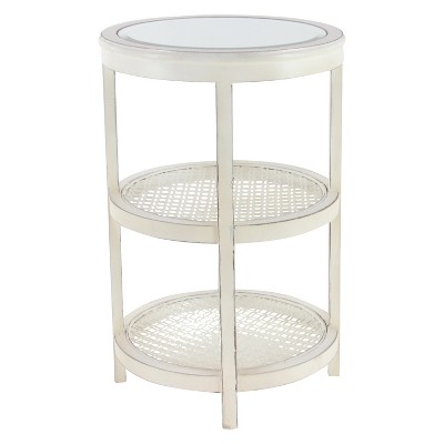 Metal and Wood 3 Tier Round Accent Table White - Olivia & May