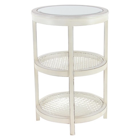 Metal And Wood 3 Tier Round Accent, White Round Accent Table