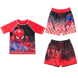 Marvel Spider-Man Pullover Rash Guard and Swim Trunks Toddler to Big Kid - 1 of 4