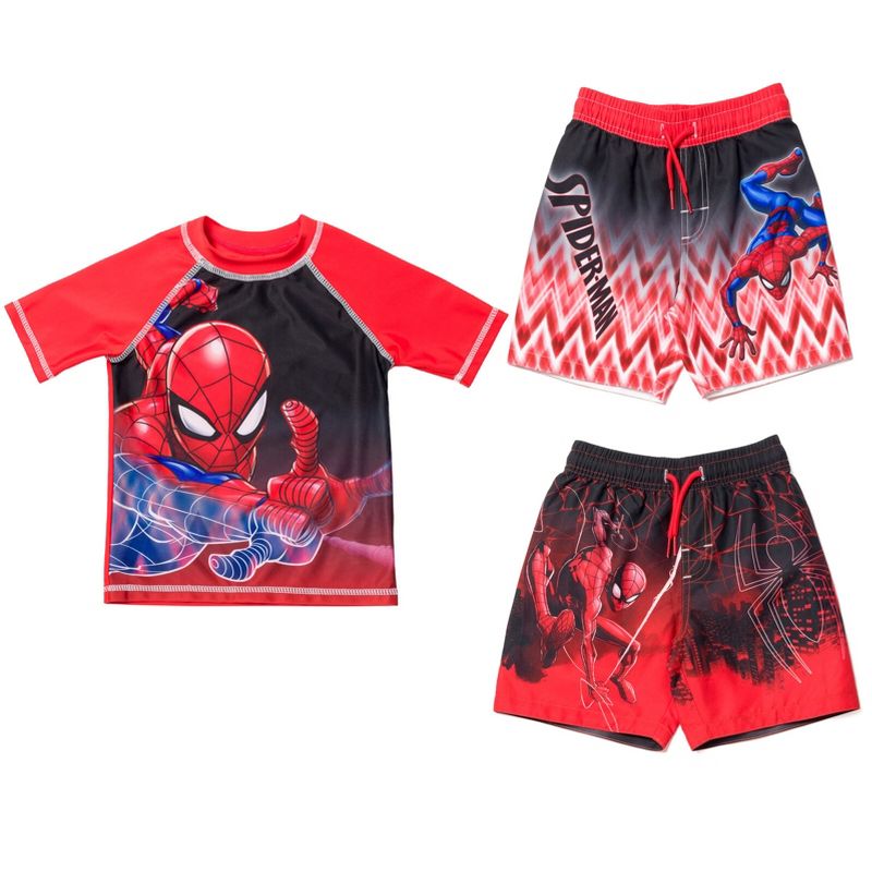 Marvel Spider-Man Pullover Rash Guard and Swim Trunks Toddler to Big Kid, 1 of 8