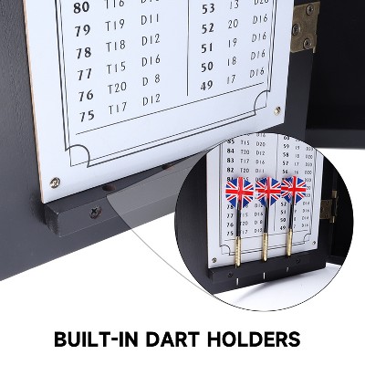 Hudson Black Solid Pine Dartboard Cabinet with Scoreboard