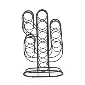 Ferrat Modern Industrial 13 Bottle Tabletop Cactus Wine Rack Black - Christopher Knight Home - 1 of 4