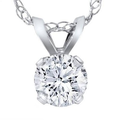 Pompeii3 1/4ct Solitaire Round Lab Created Diamond Pendant 14K White Gold