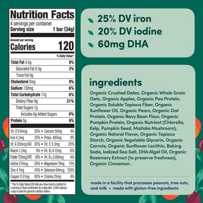 Cerebelly Organic Clever Apple Pie Snack Bars - 5g Protein - 4.8oz/4ct