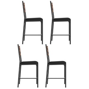 Bar Stools Set of 4, Upholstered Bar Chairs with Back, 44.4 Inches Kitchen Bar Stools with Footrest, Thick Cushion - 1 of 4