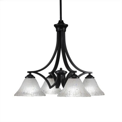 Toltec Lighting Zilo 4 - Light Chandelier in  Matte Black with 7" Frosted Crystal Shade