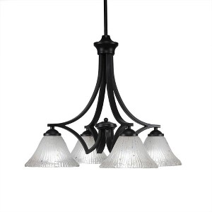 Toltec Lighting Zilo 4 - Light Chandelier in  Matte Black with 7" Frosted Crystal Shade - 1 of 1
