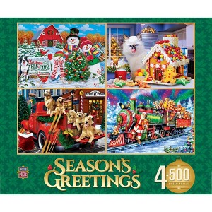 MasterPieces 500 Piece Jigsaw Puzzle - Season's Greetings 4-pack - 14"x19" - 1 of 4