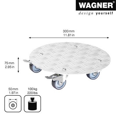 11.8" Silver Round Diamond-Plated Aluminum Plant Caddy with Locking Casters