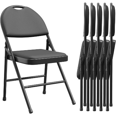 Garvee Folding Chairs 6 Pack, Metal Foldable Chair with Cushion and Non-Slip Feet Pads, PU Party Chairs for Indoors and Outdoors, Dining Room