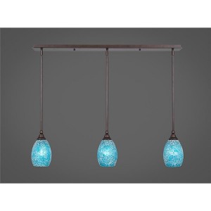 Toltec Lighting Any 3 - Light Chandelier in  Bronze with 5" Turquoise Fusion Shade - 1 of 1