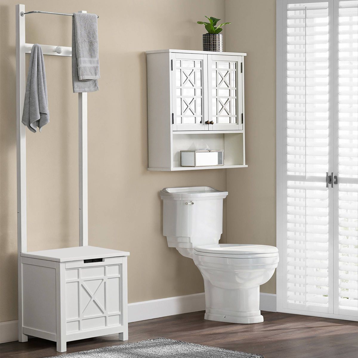 Derby Laundry Hamper Seat and Towel Rack White - Alaterre Furniture - thumbnail 6