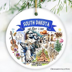 Artistic South Dakota State Themes and Landmarks Christmas Ornament| OrnamentallyYou - 1 of 4