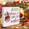 Rustic Christmas Decorations, Candy Cane Wooden Sign Home Decor, Mistletoe Wooden Block Sign - 4 of 4