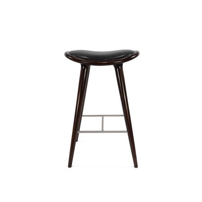 Lucio 28" Oval Backless Black Saddle Wood & Metal Barstool